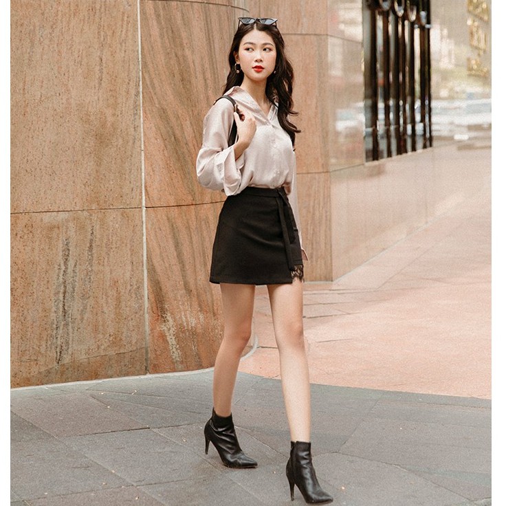 [Mã FADIRECT20 giảm 20K đơn 150K] Chân váy ngắn MIEU dáng chữ A phối ren - FN09 | BigBuy360 - bigbuy360.vn