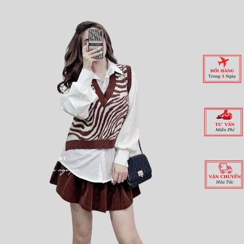 Áo gile len nữ đen trắng sọc kẻ mùa thu đông ulzzang hàn quốc thời trang yolo fashion