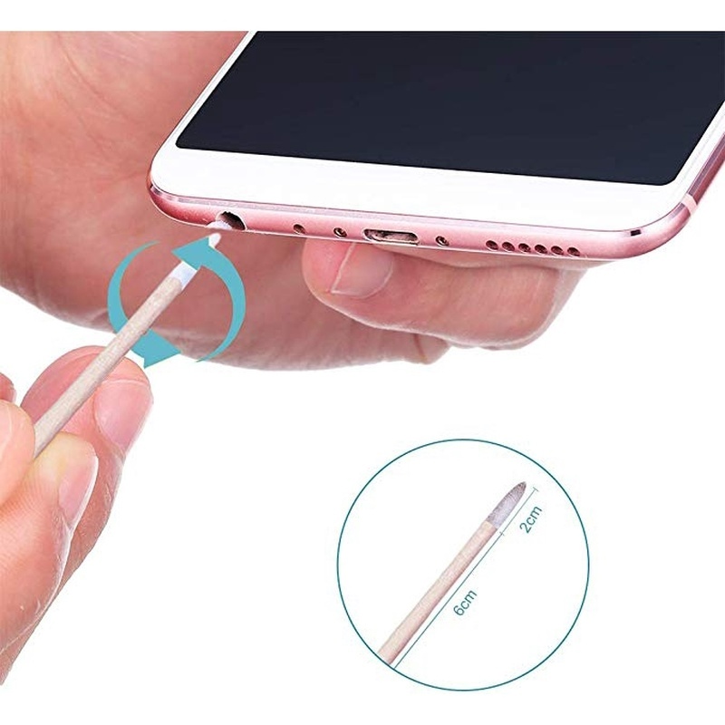 Hộp Tăm Bông Đầu Nhọn Mềm Mại Dùng 1 Lần Cho Tai Nghe AirPods/Điện Thoại