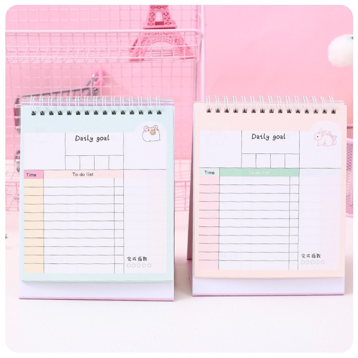 Sổ Kế Hoạch Lò Xo 100 Ngày - 100 Days Daily Planner Notebooks -Chuột Hamster (19 x 15 cm)