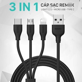 CÁP SẠC REMAX RC 131th 3 ĐẦU MICRO USB TYPEC SẠC CHO TẤT CẢ ĐT IPSAMSUNG