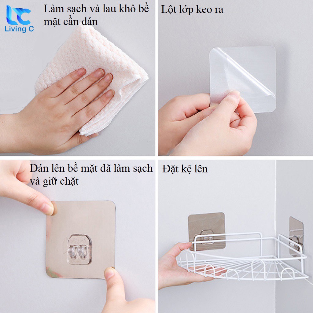 Kệ treo tường TAM GIÁC Living C, giá kệ KIM LOẠI đựng mỹ phẩm gia vị dán tường chịu lực đa năng  _K177