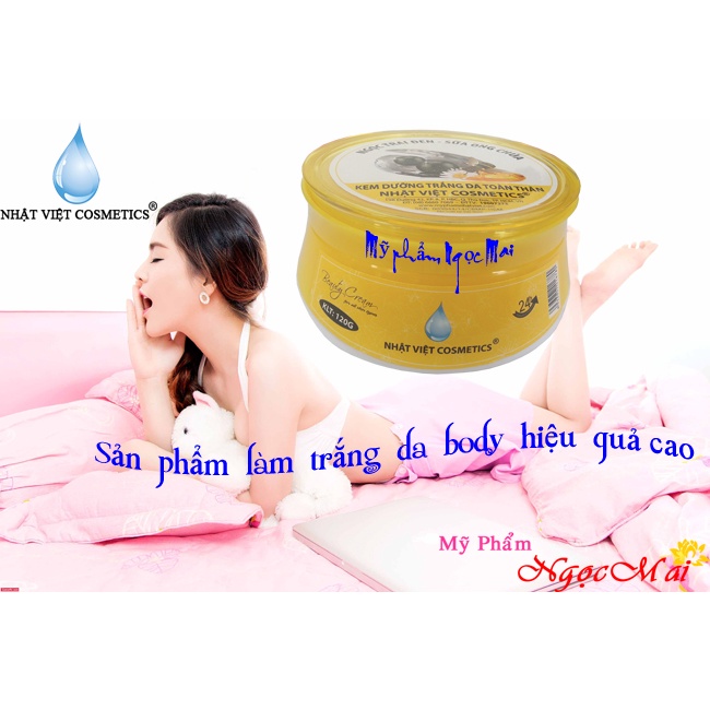 Kem dưỡng trắng da toàn thân Ngọc t.rai đen - Sữa ong chúa Nhật Việt Cosmetics (120g)