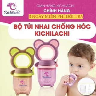 Túi nhai ăn dặm chóng hóc kichilachi Nhật Bản, tặng kèm 3 núm nhai