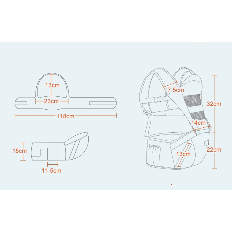 Địu ngồi đa năng Babystar 6 tư thế có đỡ cổ (TK312)