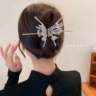 Kẹp Tóc Hình Bướm / Cá Mập Bằng Kim Loại Phong Cách Hàn Quốc Cá Tính Dành Cho Nữ