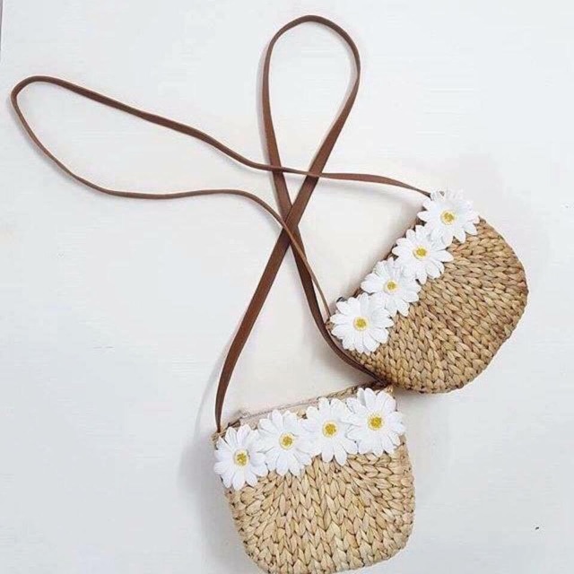 Túi cói lục bình hoa cúc hoa hồng | BigBuy360 - bigbuy360.vn