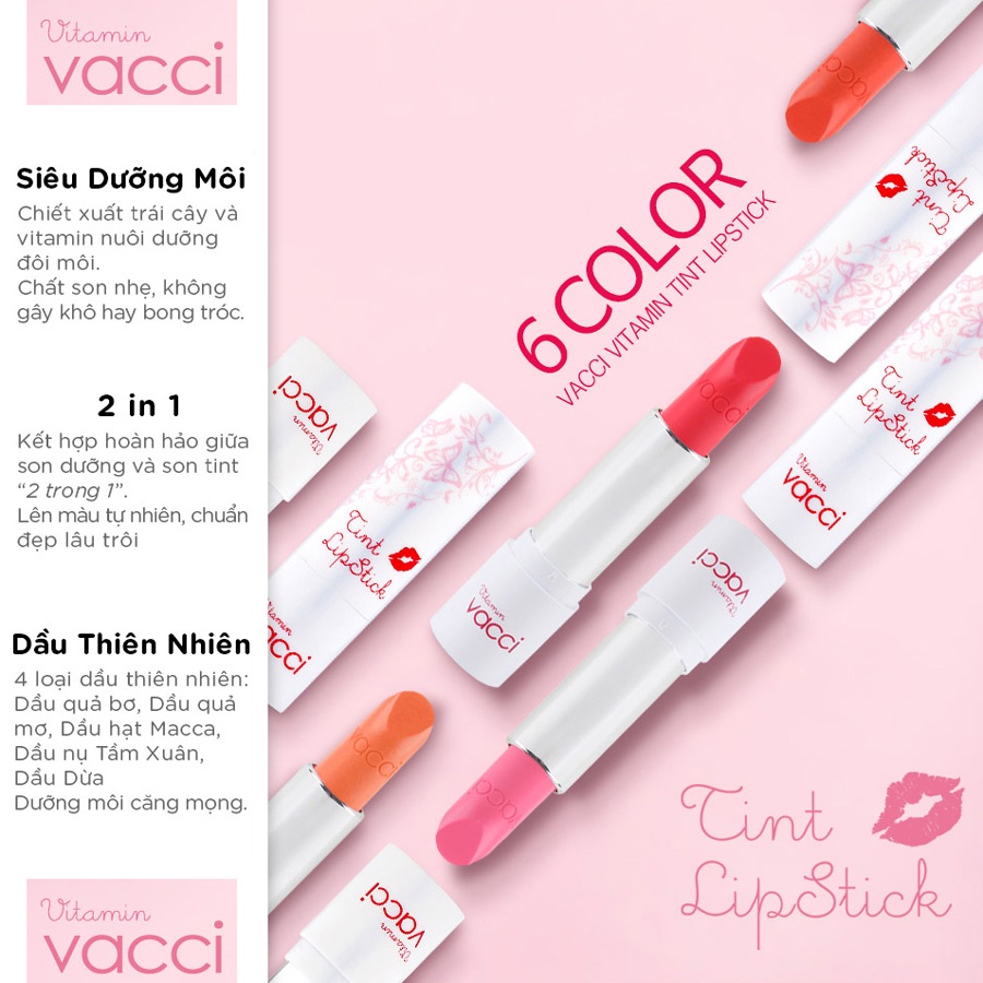  SON VACCI VITAMIN TINT DƯỠNG MÔI LÂU PHAI