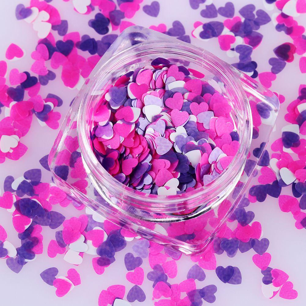 DIACHAVN Hộp Sequin Hình Trái Tim Nhiều Màu Sắc Đính Móng Nghệ Thuật Thời Trang