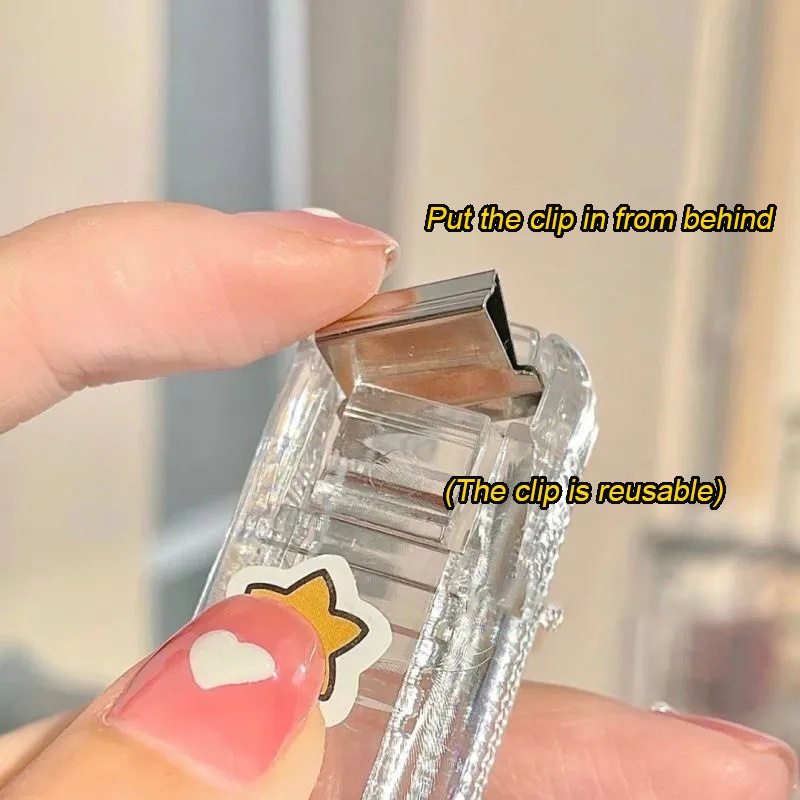 Kim bấm trong suốt mini sinh viên dễ thương không có móng tay bấm kim không đánh dấu thư mục phân loại giấy