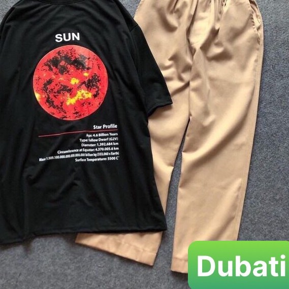 ÁO THUN PHONG CÁCH UNISEX NAM NỮ TAY LỠ FROM RỘNG ĐEN SAO HỎA - DUBATI FASHION