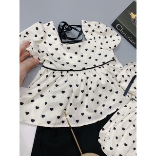 BG200 - BỘ ÁO CHẤM BI QUẦN ĐEN BÉ