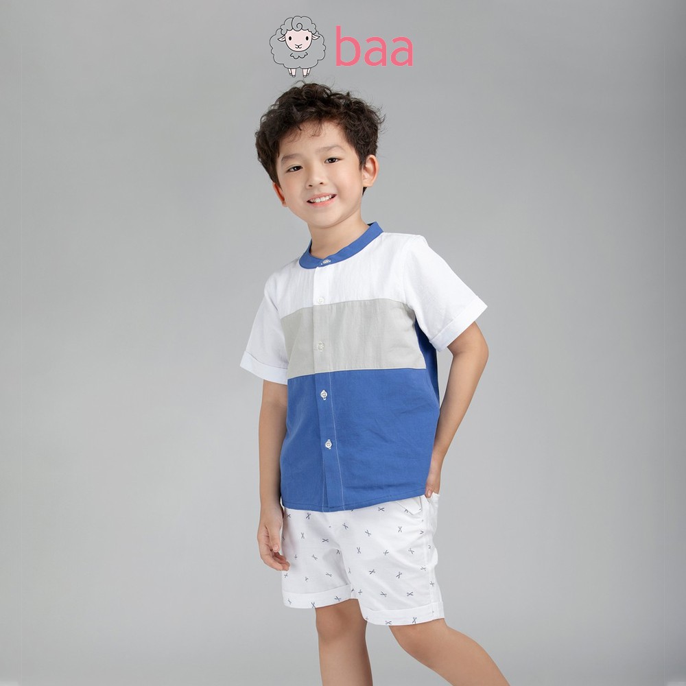 Áo sơ mi bé trai cổ lãnh tụ BAA BABY tay ngắn phối màu từ 1-7 tuổi - BT-SM09N