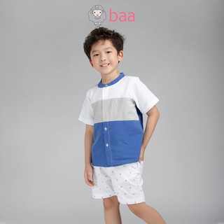 Áo sơ mi cổ lãnh tụ BAA BABY tay ngắn phối màu cho bé trai từ 1-7 tuổi - BT-SM09N