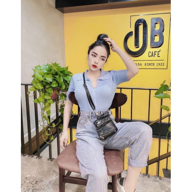 Áo len khóa giữa cổ bẻ hàng QC