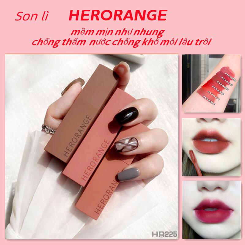 HERORANGE  Son lì mềm mại mịn màng Dưỡng Ẩm chống thấm nước màu sắc tươi sáng trẻ trung bền lâu trôi Chất Lượng Cao