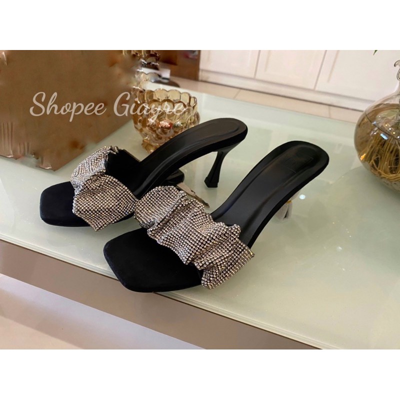 Guốc nỉ bản đá nhúng gót nhọn 6p (hàng đẹp )