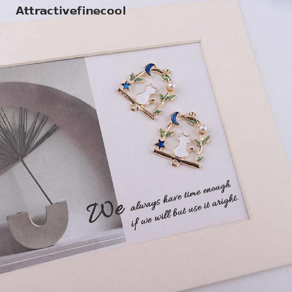 Set 10 mặt dây chuyền hình mèo và ngôi sao bằng hợp kim tráng men diy