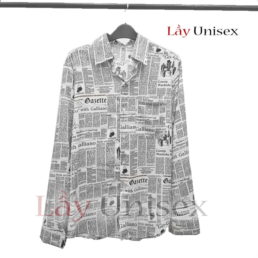 [ẢNH THẬT] Sơ Mi Tờ Báo form Unisex - Đen | BigBuy360 - bigbuy360.vn