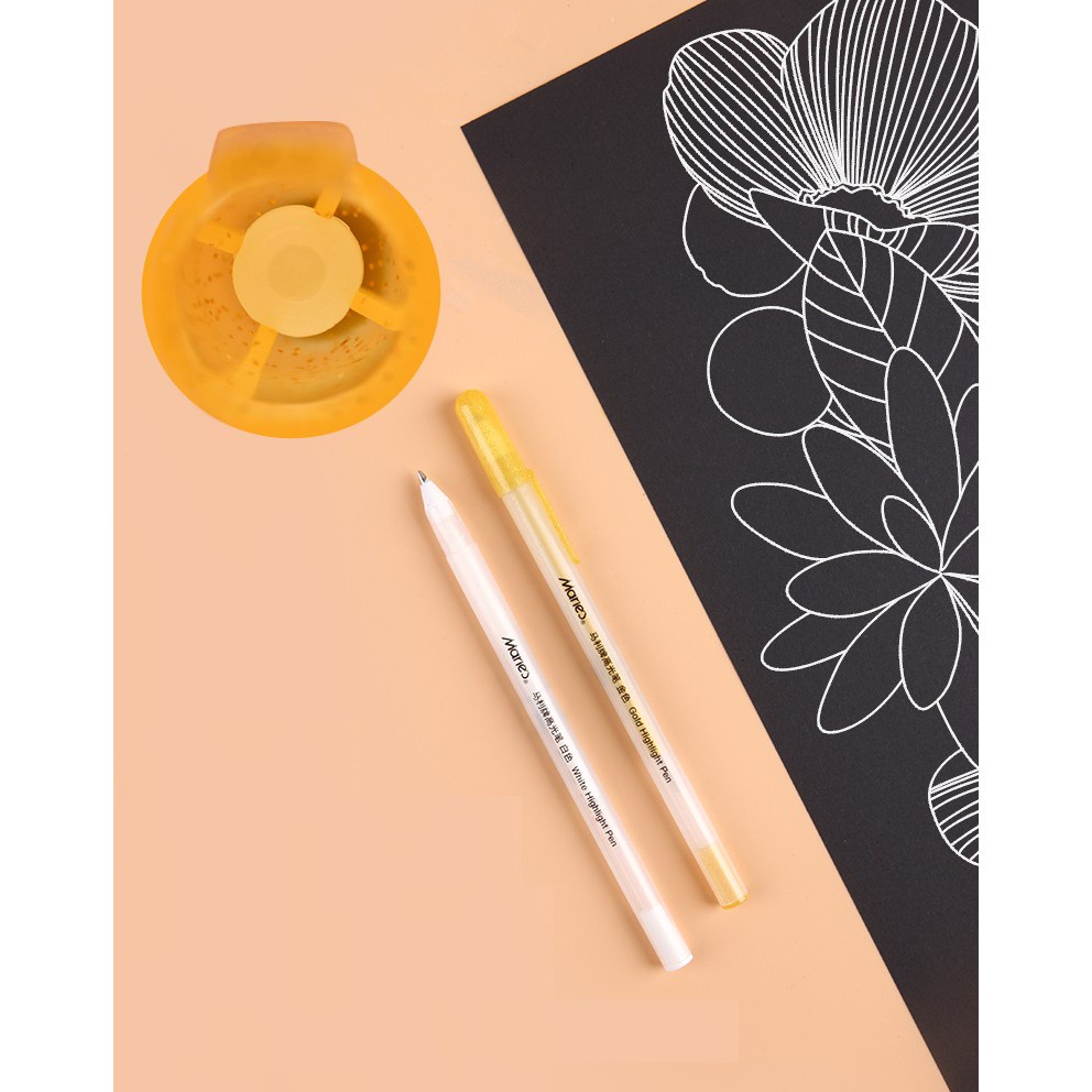 [Lộc's Art Store]Bút gel trắng/vàng/bạc Maries 0.8mm -White/Gold/Silver
