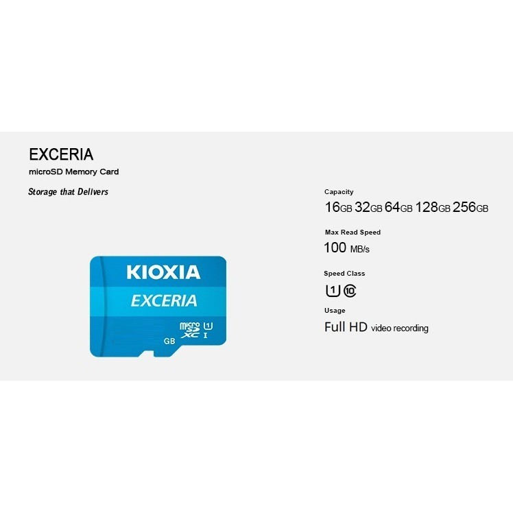 Thẻ nhớ MicroSDXC Kioxia Exceria 256GB UHS-I U1 100MB/s (Xanh) - Formerly Toshiba Memory | WebRaoVat - webraovat.net.vn