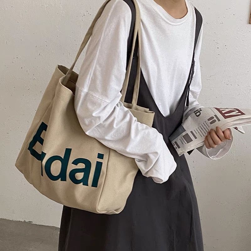 Túi Xách Canvas Cỡ Lớn In Chữ Thời Trang Cho Nữ