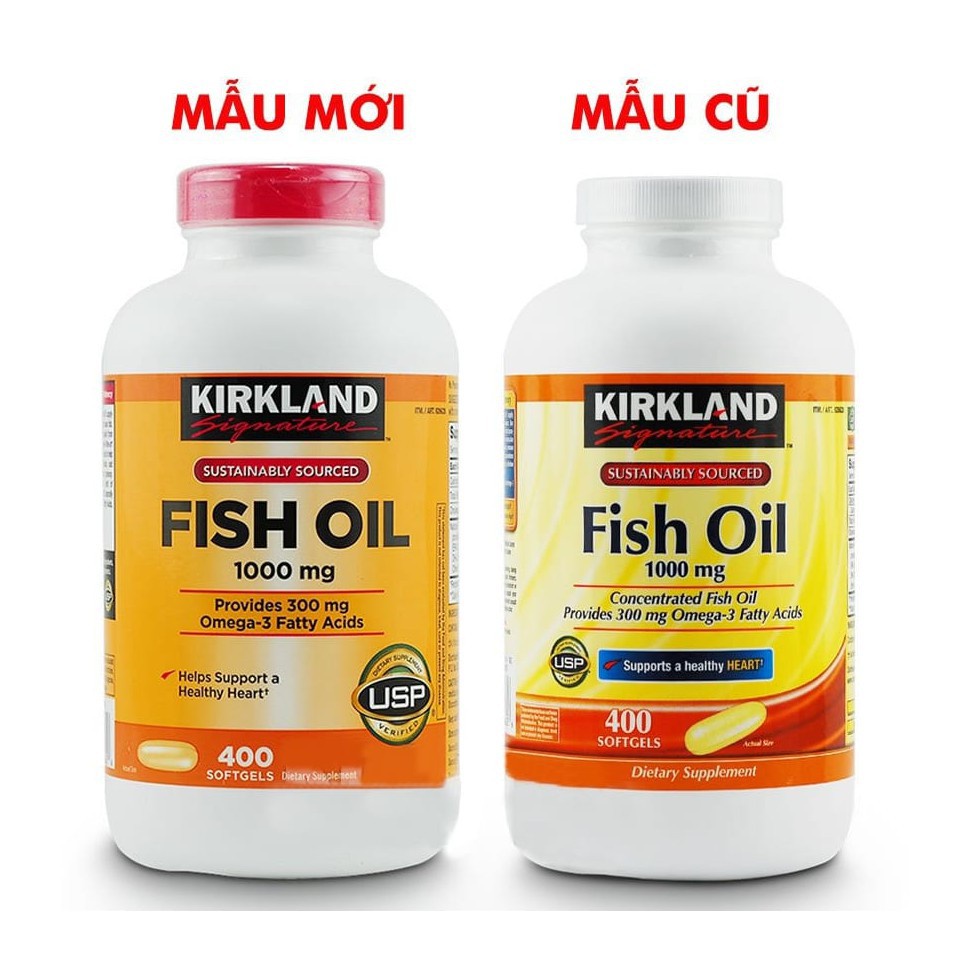 Viên Uống Dầu Cá Fish Oil 1000mg Kirkland Signature 400 Viên của Mỹ