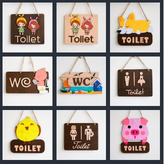Biển gỗ toilet, wc trang trí nhà cửa xinh xắn