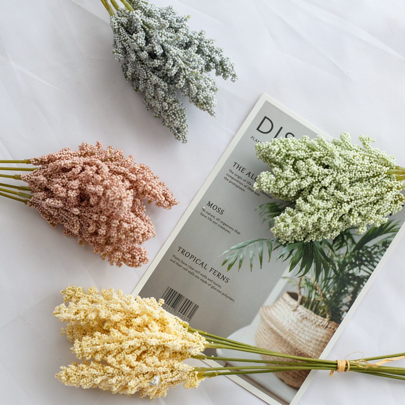 Set 6 bó bông lúa Vanilla giả trang trí tiệc cưới