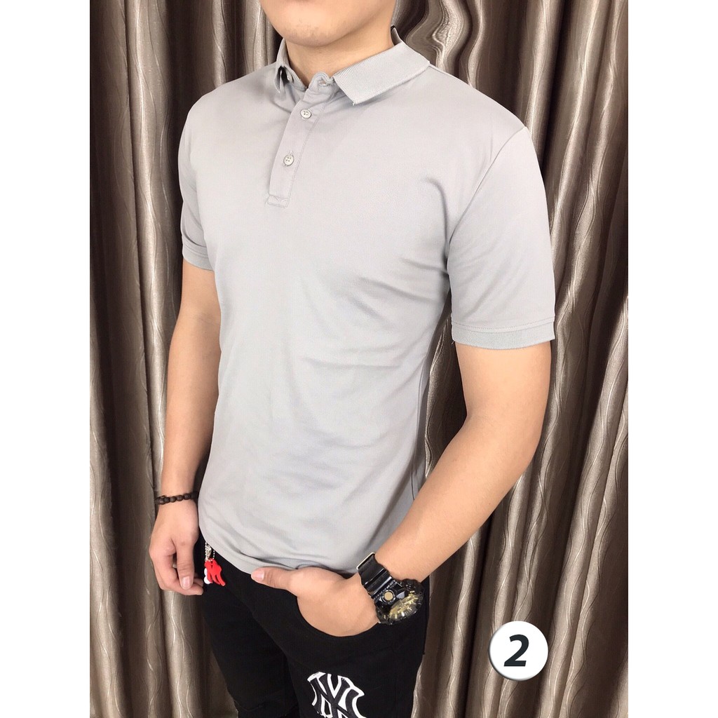 Áo tay ngắn cổ trụ trơn