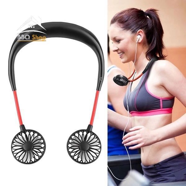 Quạt cầm tay USB mini treo cổ dành cho người lười hoặc tập GYM, Quạt Mini Đeo Cổ 360 Độ