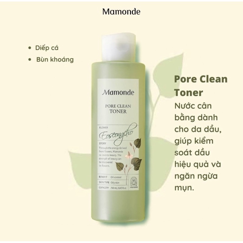 Toner Mamonde Pore Clean Toner diếp cá cho da dầu 250ml