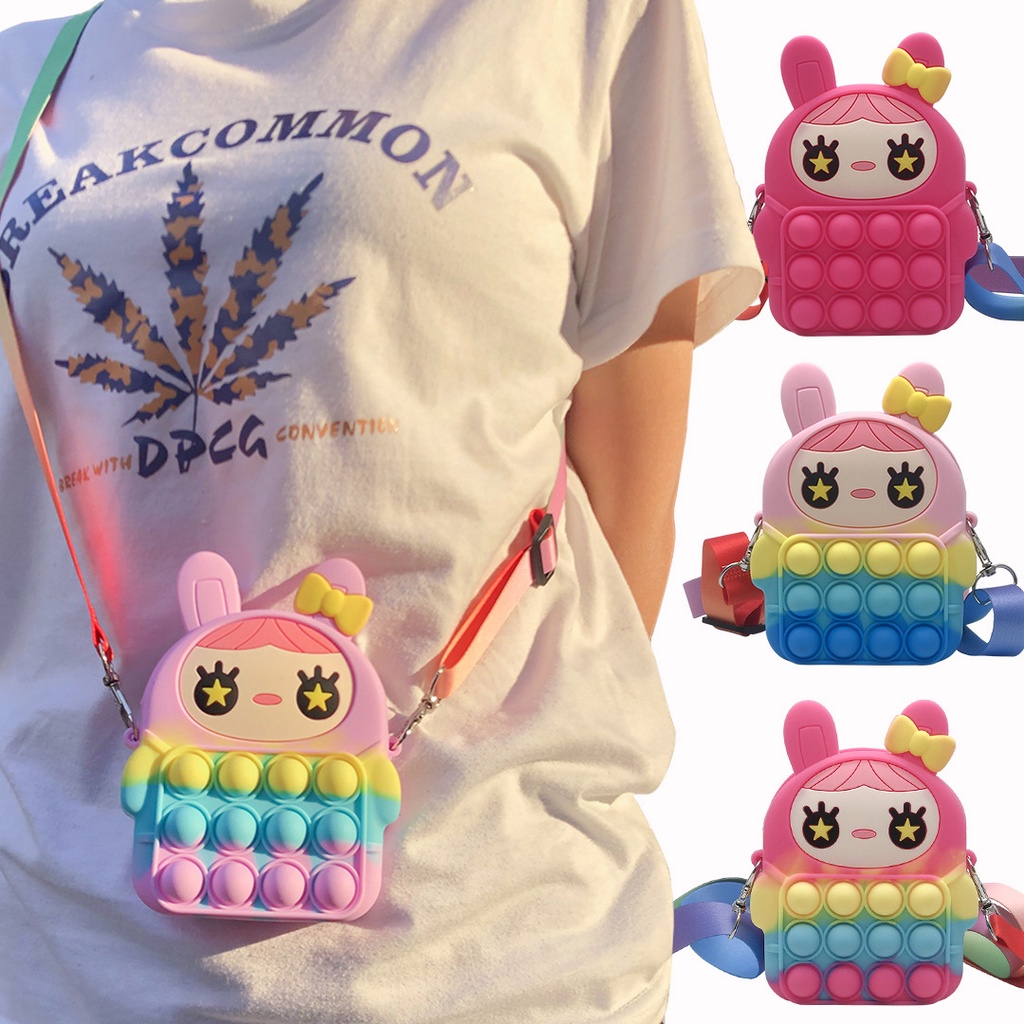 Túi đeo chéo đựng tiền xu hình con mắt thỏ dễ thương