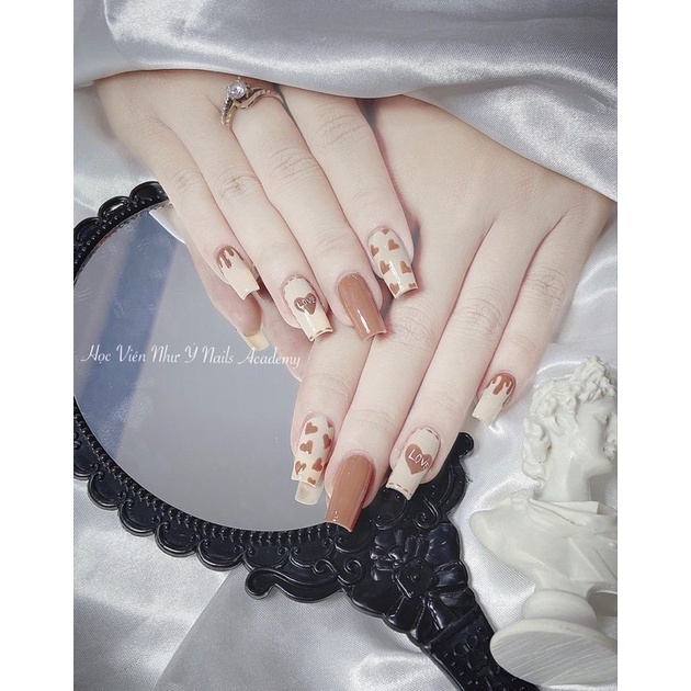 ( Set 6 món ) Móng úp, nailbox thiết kế vẽ tim love