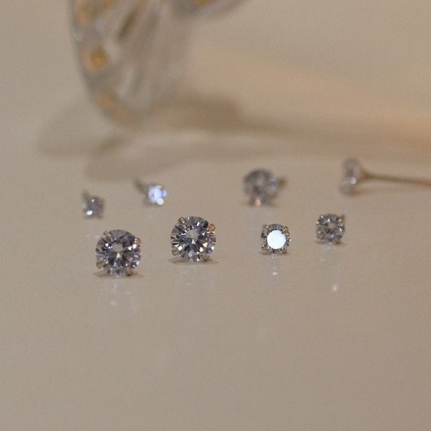 Bông tai bạc ý 925 nụ đá Silver khuyên tai nữ nam