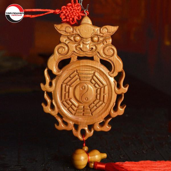 VẬT PHẨM PHONG THỦY Gương Bát Quái Gỗ Đào Hổ Phù hóa giải nhà vệ sinh sai phong thủy | BigBuy360 - bigbuy360.vn