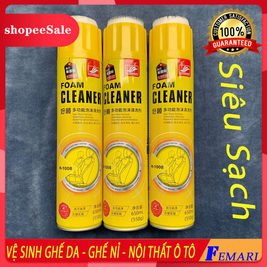 [Mẫu mới] [ Bộ 3 Chai ] Chai Xịt Bọt Đa Năng Vệ Sinh Ghế Da, Ghế Nỉ, Đồ Da, Nội Thất Ô Tô Foam Cleaner Công Nghệ Mỹ FEMA