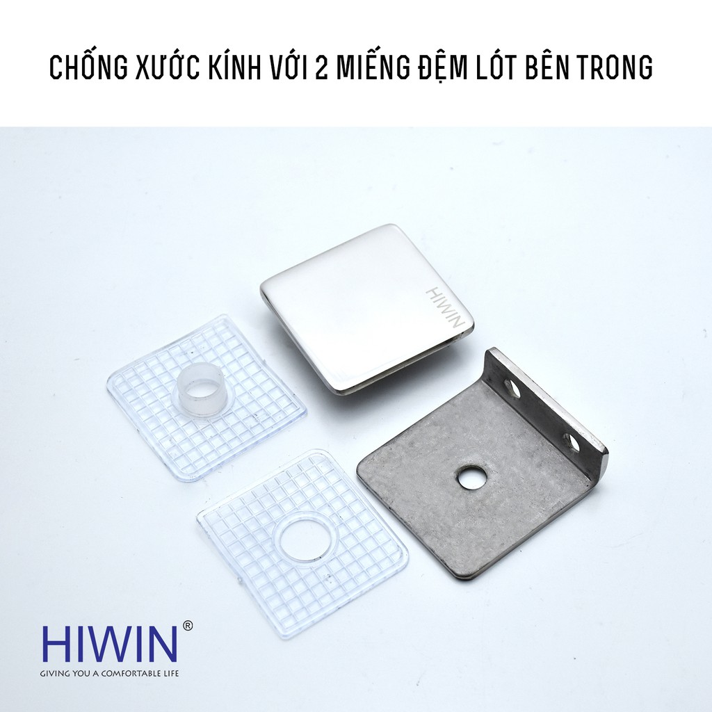 Kẹp cabin tắm 0 độ kính - tường cạnh thẳng bo góc Hiwin FC-085 mặt gương