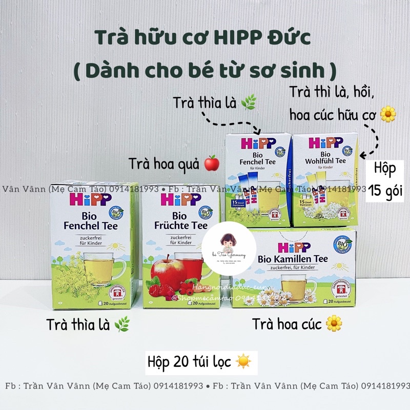 Trà Hipp hữu cơ Đức - Hộp 20 túi lọc