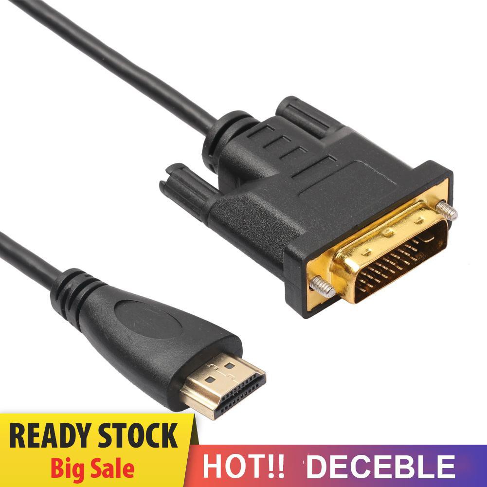 Deceble HDMI-compatible to DVI-D 24+1 Pin Monitor Display Adapter Cable Male/Male Gold HD HDTV