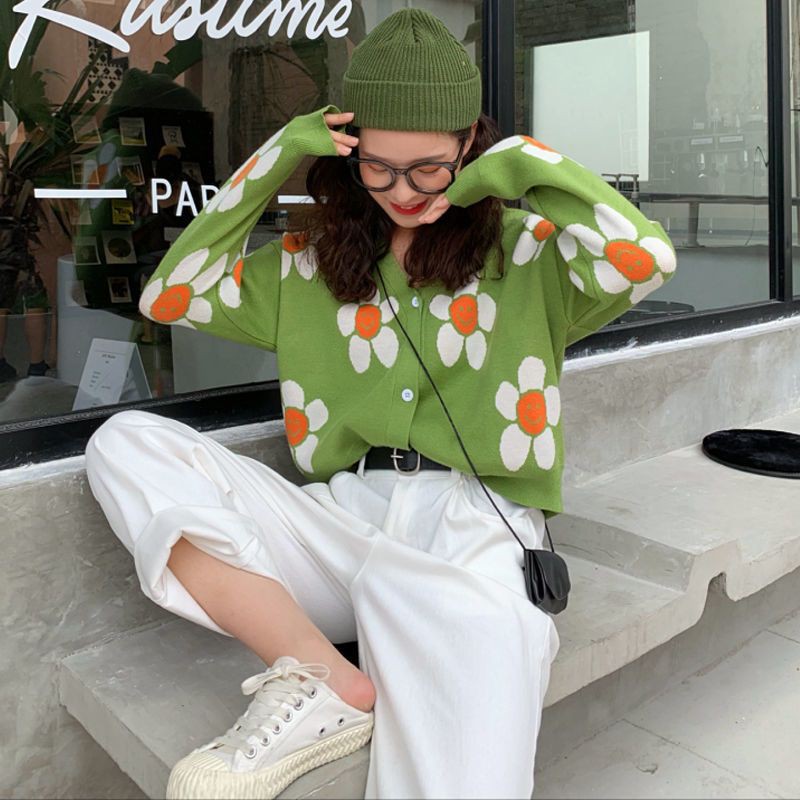 [Sẵn] Áo khoác cardigan len mỏng họa tiết hoa xinh (ảnh thật) | BigBuy360 - bigbuy360.vn