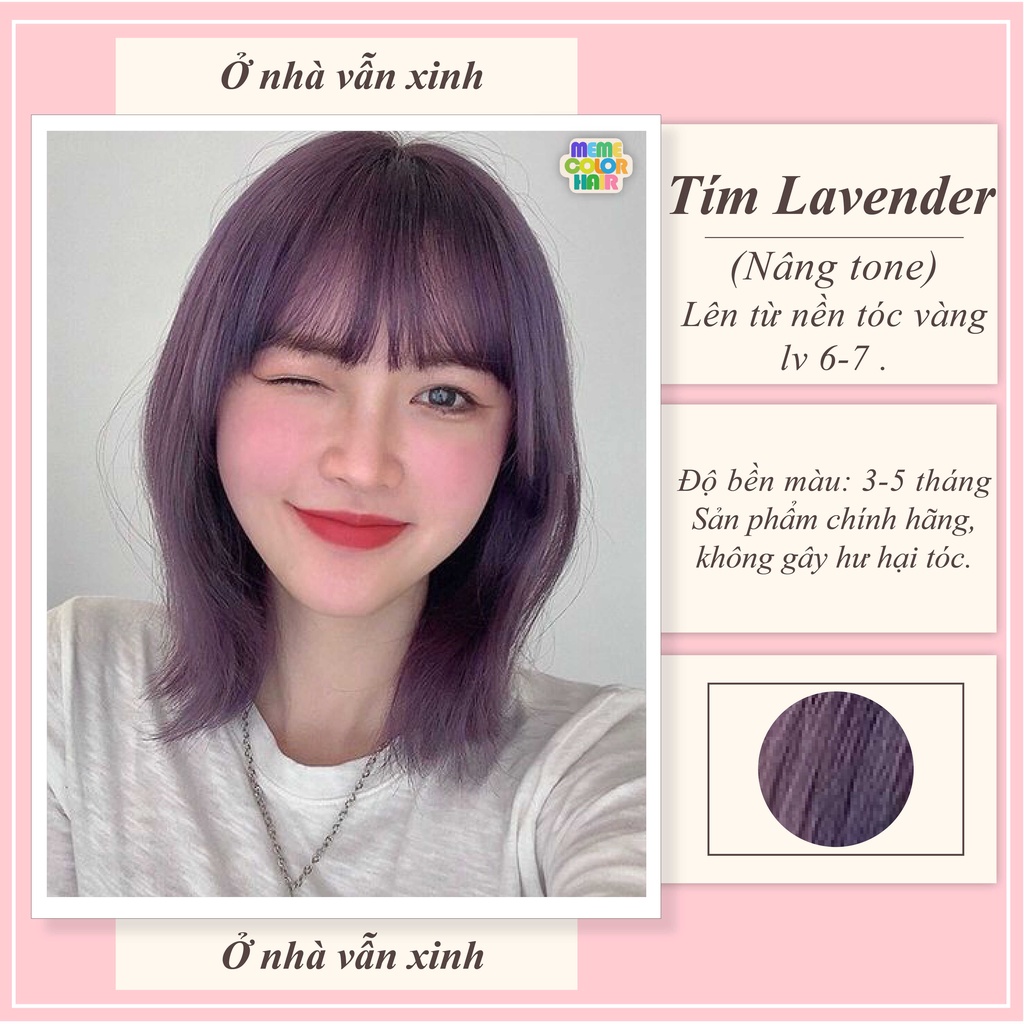 Thuốc nhuộm tóc màu tím lavender , tặng kèm oxy trợ dưỡng và bao tay