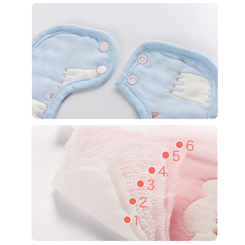 Yếm quàng cổ cho bé, vải xô 6 lớp 100% cotton xoay tròn 360 độ cúc bấm dễ thương