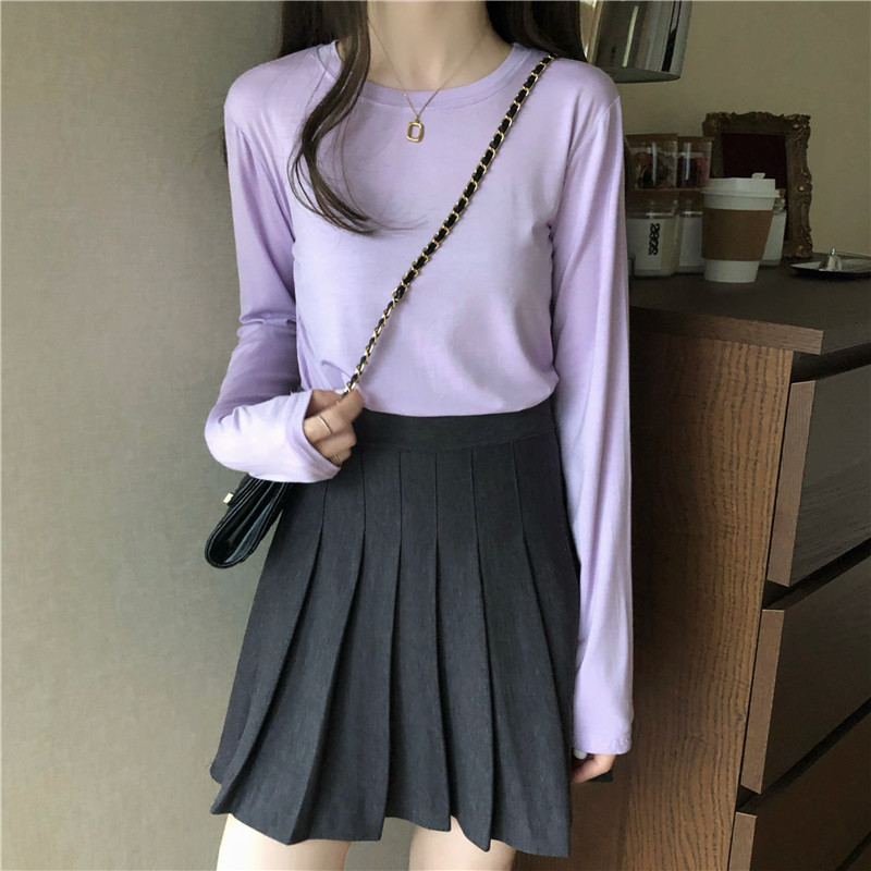 Áo thun 00514 tay dài cổ tròn phong cách Hàn Quốc 2020 dành cho nữ