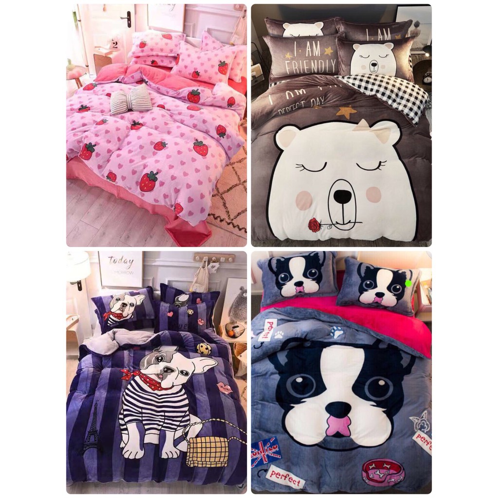 Thanh lý Bộ Chăn Ga Gối Nỉ Nhung 3D-bedding53