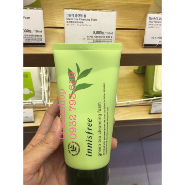 Sữa rửa mặt trà xanh Green Tea Foam Cleanser về hàng SALE (Bill mua ảnh bên cạnh)