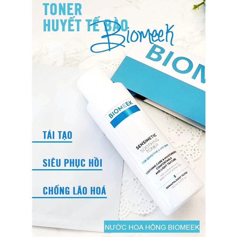 Toner nước hoa hồng Biomeek chiết xuất từ huyết tế bào giúp trắng da dưỡng da