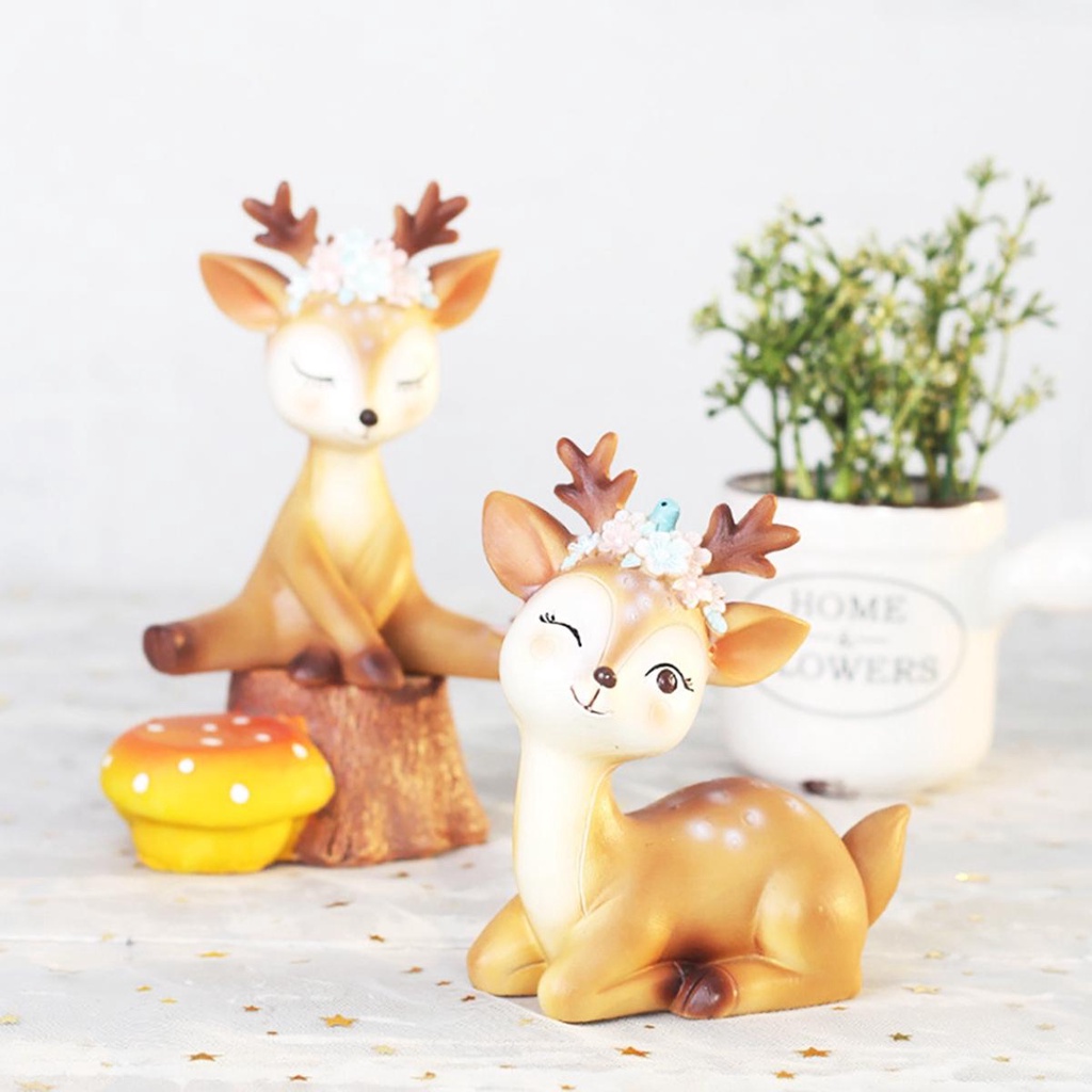 Mô Hình Hươu Nai Sika Mini Dễ Thương Dùng Trang Trí Bánh Kem DIY