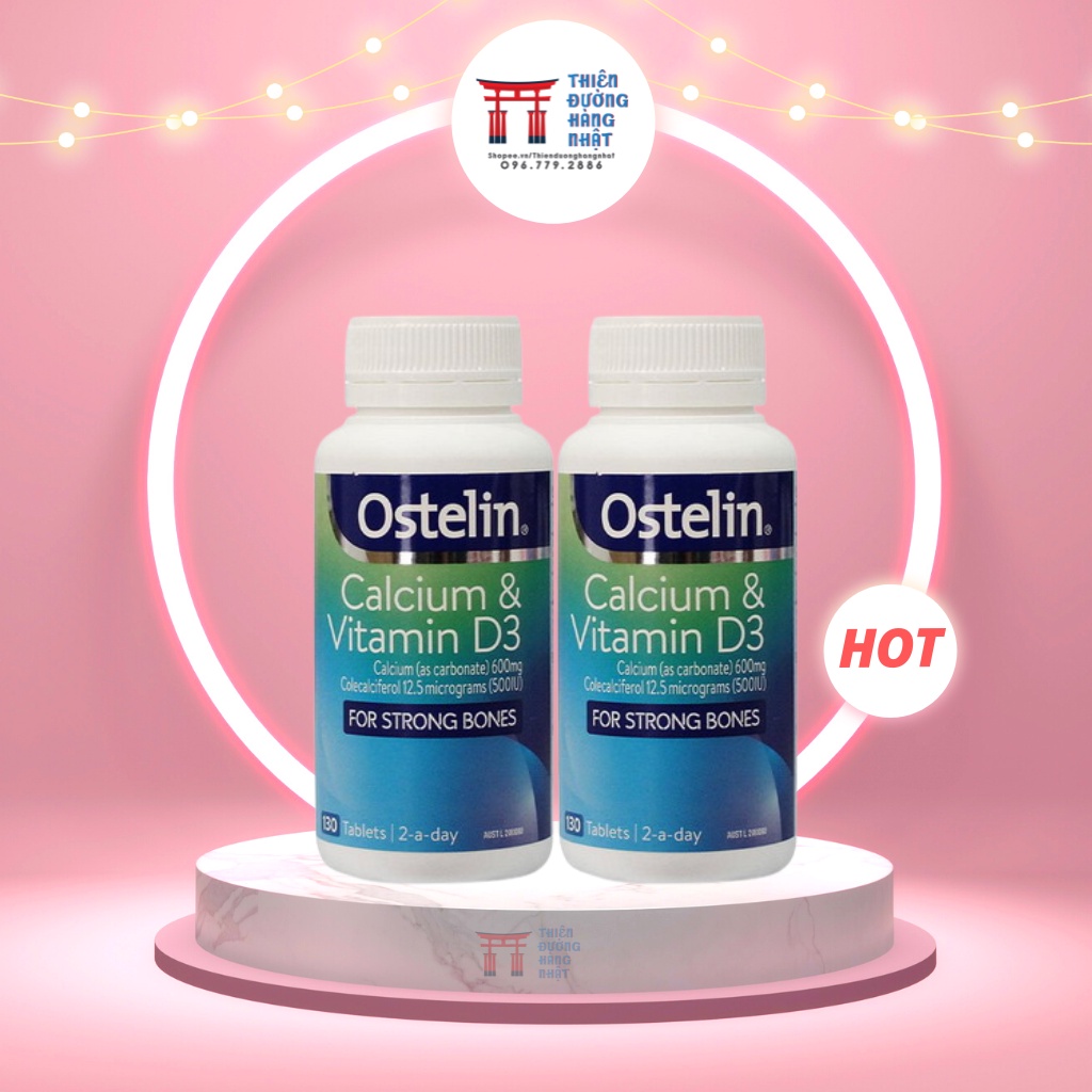 Ostelin Canxi và vitamin D3, canxi cho bà bầu, canxi bầu Ostelin 130 viên Úc