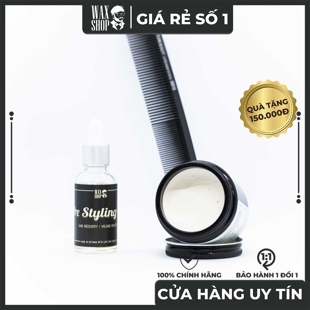 Sáp Vuốt Tóc Crystal Lake Styling Pomade⚡[Chính Hãng]⚡ Siêu Giữ Nếp tới 24 Tiếng, Tặng Kèm Pre-Styling Oil và Lược Sấy